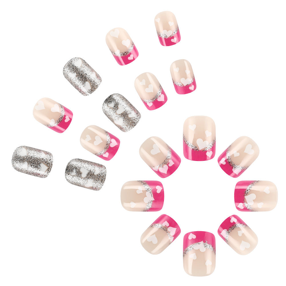 Herz-verzierte Gel-Nagel-Set Karnz