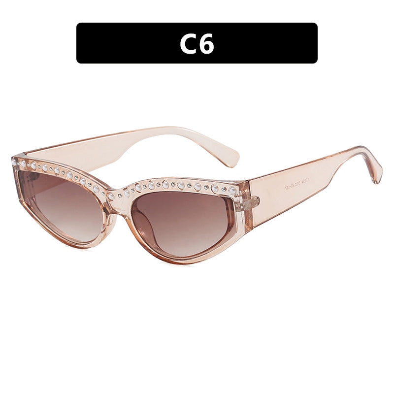 Damen Cat-Eye Sonnenbrille mit funkelndem Strassbesatz und animalischem Muster Karnz