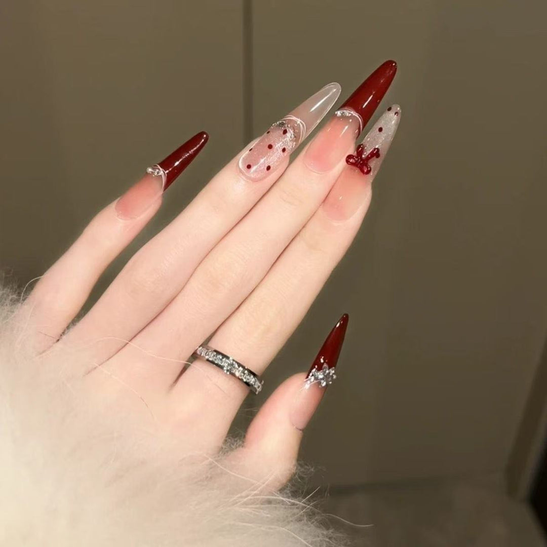 Festliche thematische Stiletto Druck-Nägel