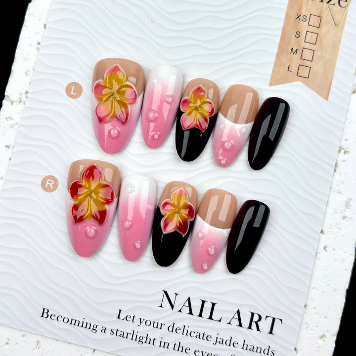 Floral Dekorative Press-On Nagelset