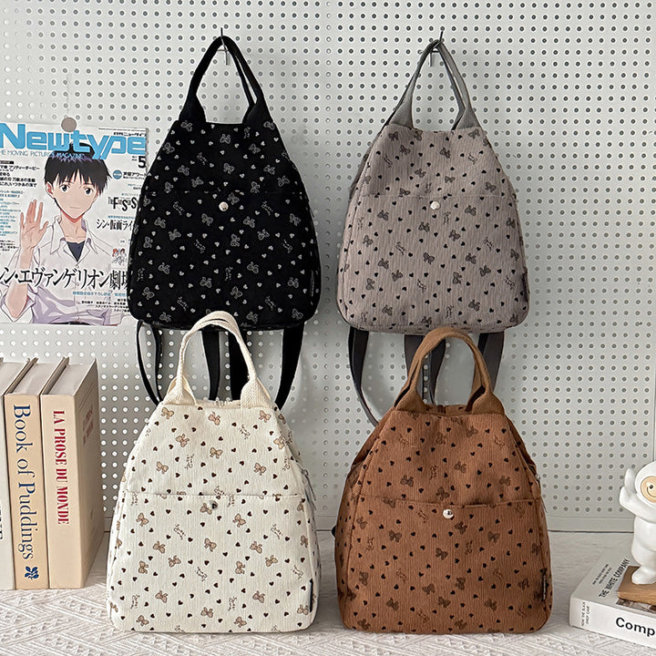 Cord-Rucksack mit Verspielten Motiven Karnz