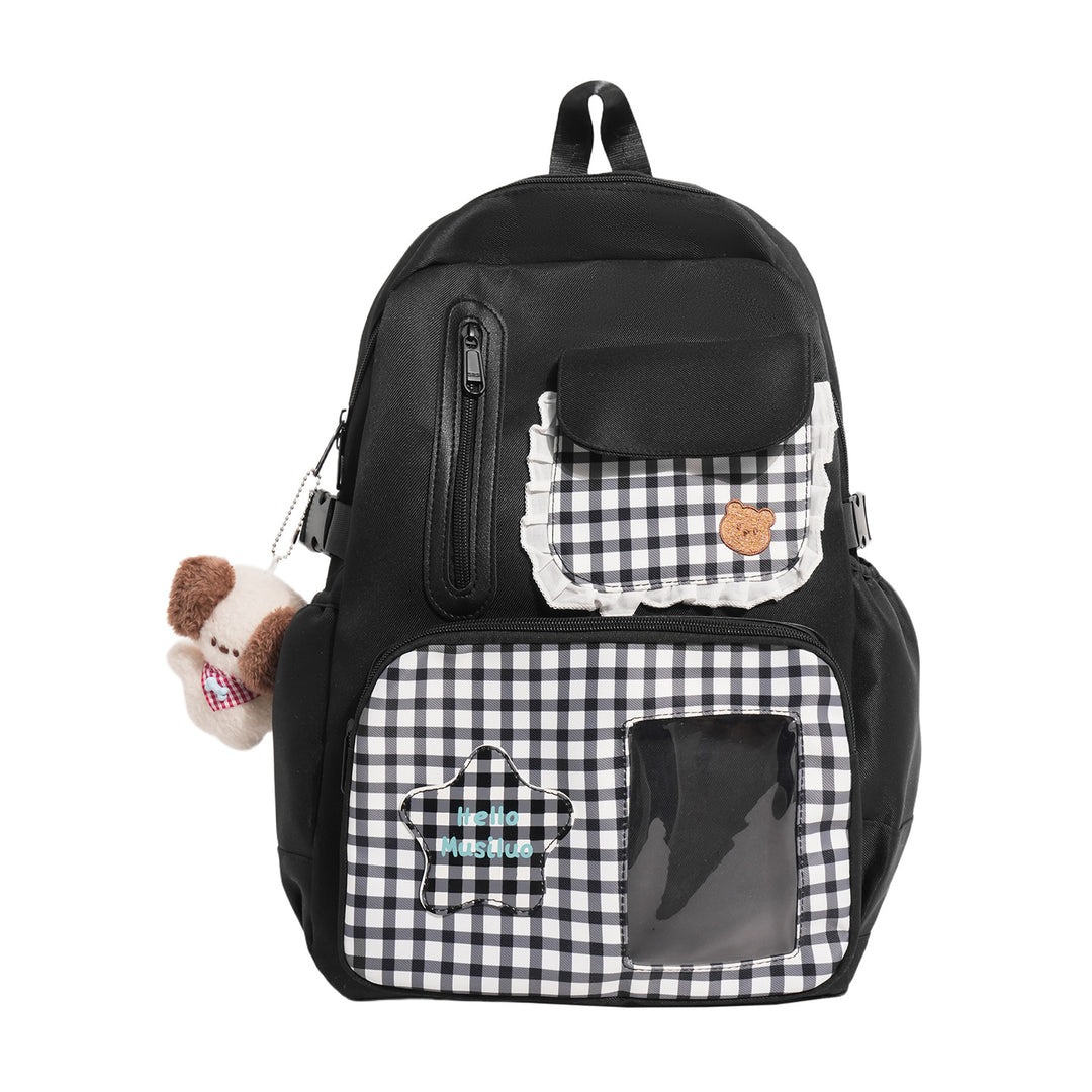 Stilvolles Gingham-Druck-Rucksack Karnz