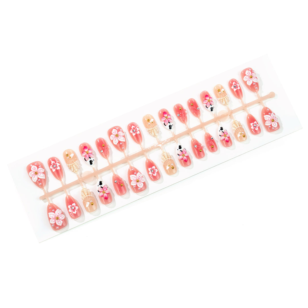 Künstlerisches floral Press-On Nagel Kunst Set Karnz 1790636557