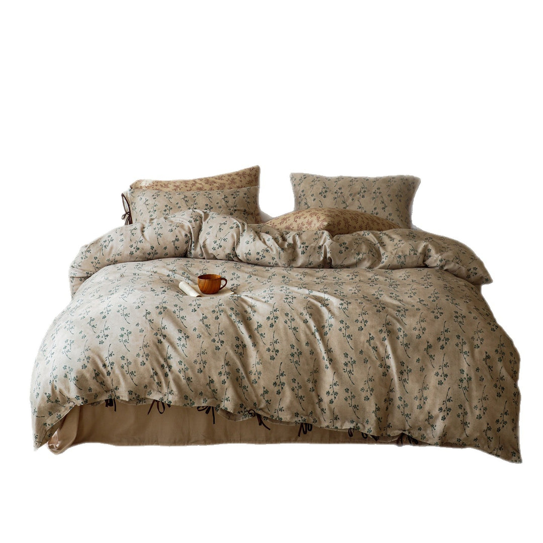Patchwork Floral Cotton Percale Bettwäsche Set mit Knopfverschluss und Eckenbindungen