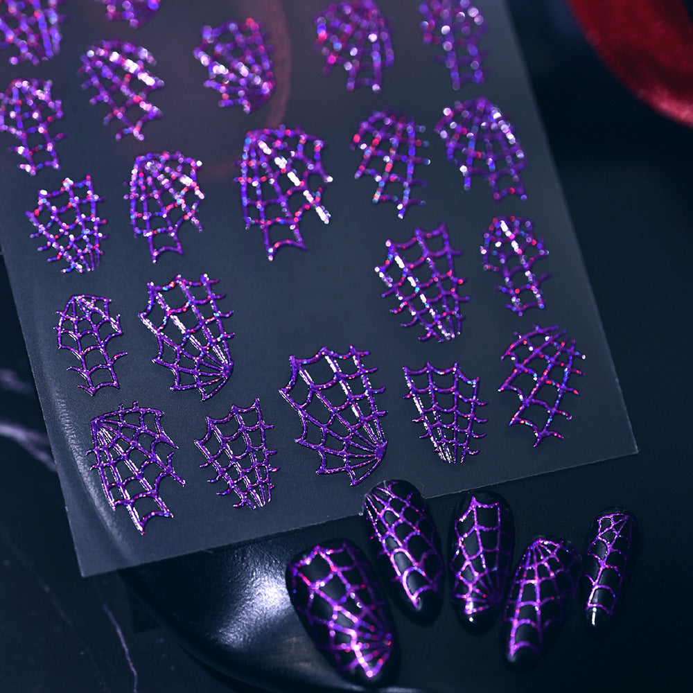 Glänzende Spinnennetz-Nagelkunst-Decals