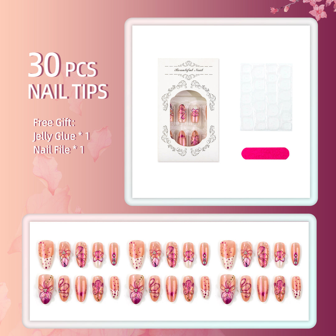 Dekoratives floral Press-On Nagelkunst Set 1790736637