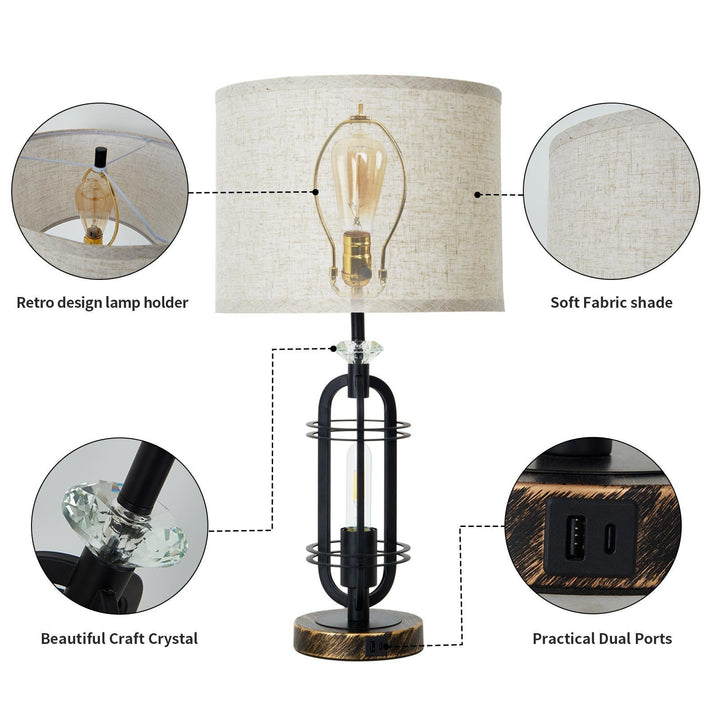 Retro-inspirierte Schreibtischlampe mit dualen USB-Anschlüssen