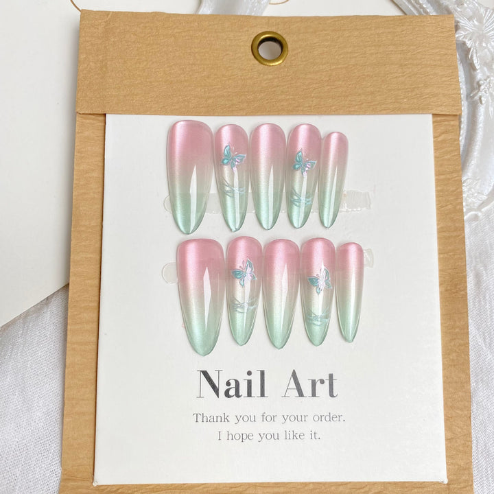 Elegante Blumen Ombre Press-On Nagelset