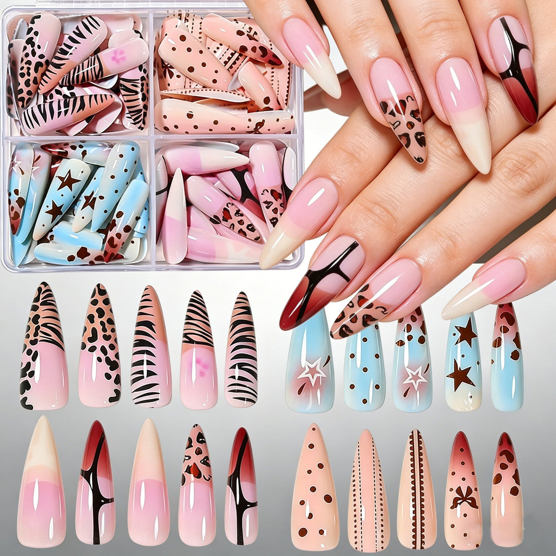 Künstlerisches Langes Stiletto Press-On Nagelset Karnz