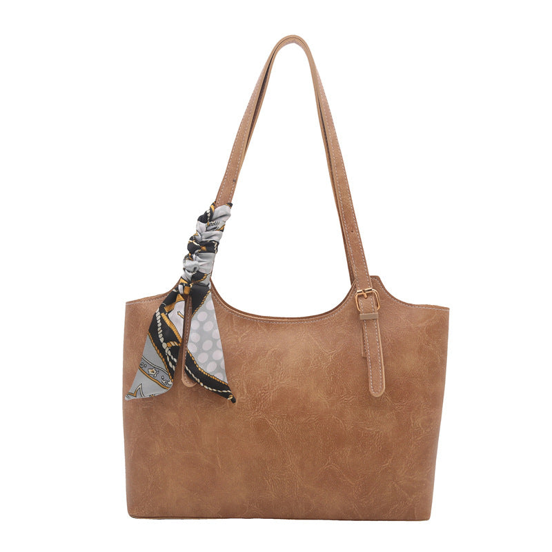 Elegante Faux-Leder Tote Handtasche mit Schal-Detail