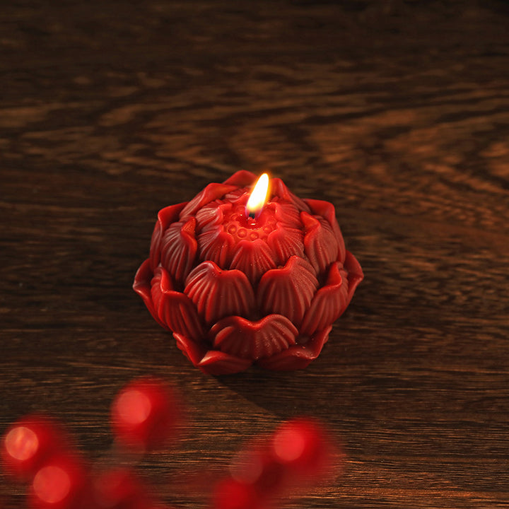 Handgefertigte skulpturale Petal Lotus Tischkerze