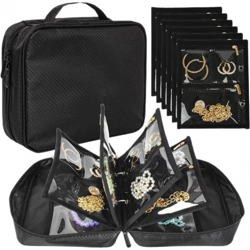Schmuck-Organizer Tasche mit Mehreren Transparenten Fächern Karnz