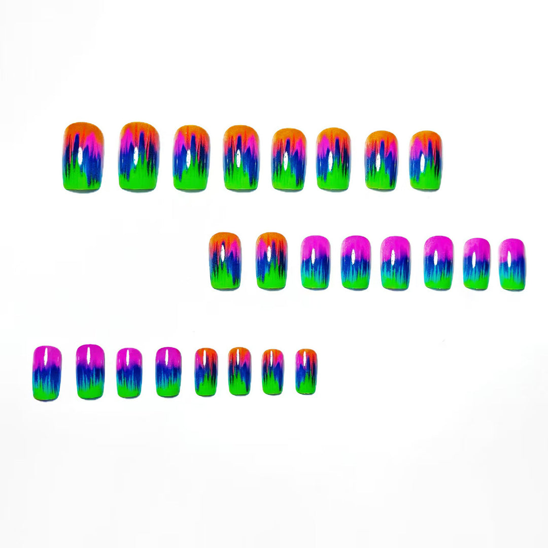 Kreative Kunstnägel Im Modernen Neon-Gradient-Design Karnz