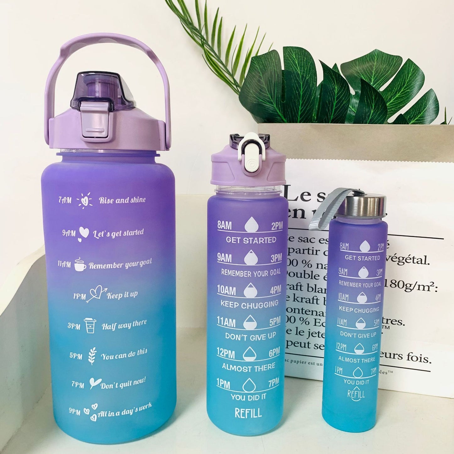 Unisex Motivierende Wasserflasche mit Zeitmarkierungen Karnz