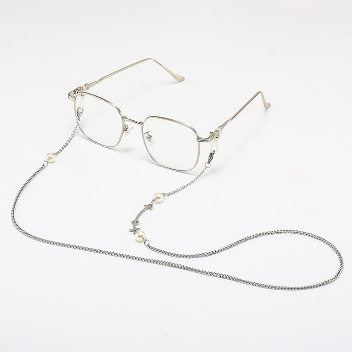 Chic Quadratrahmen Brille mit dekorativer Kette Karnz
