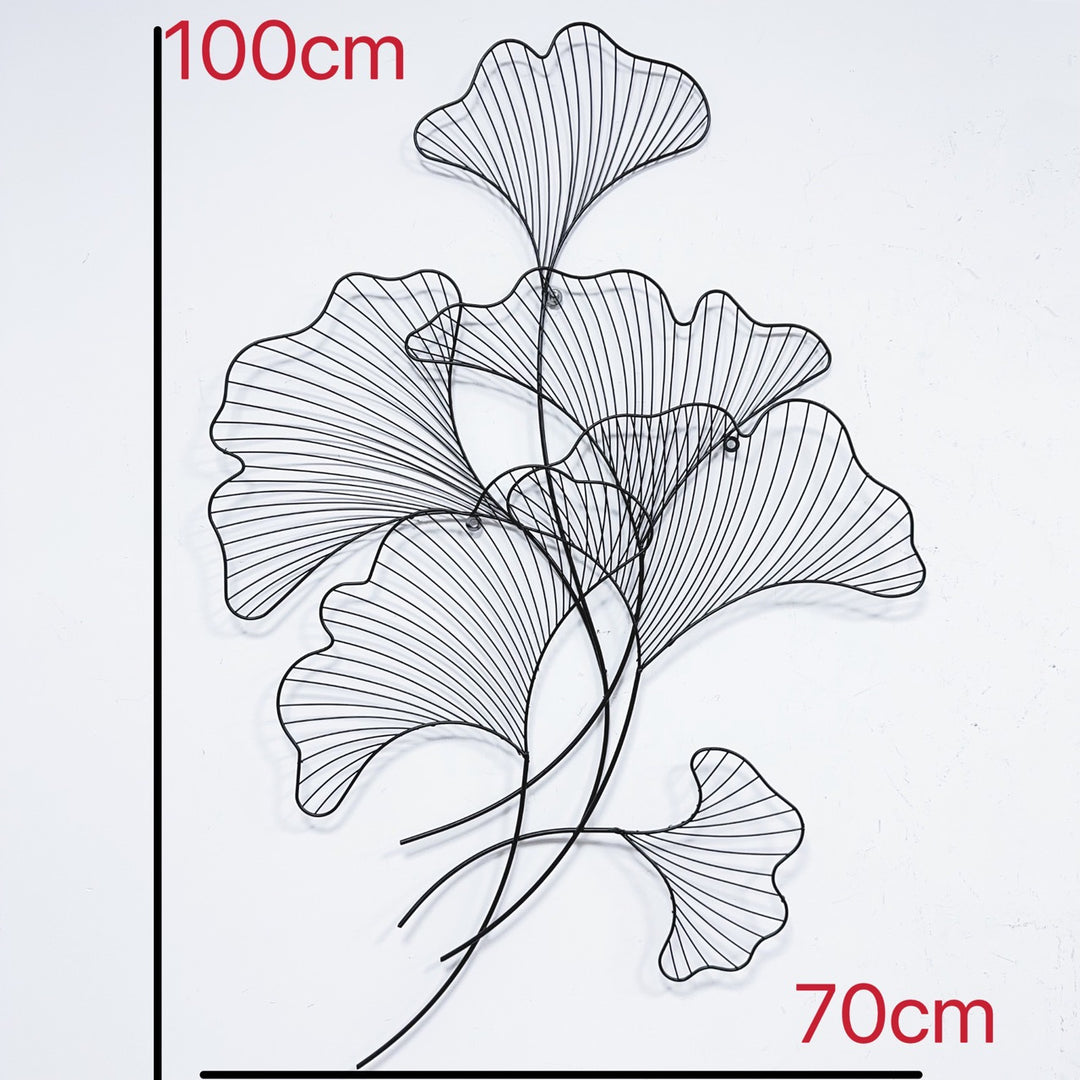 Elegante Ginkgo-Blatt Metall Wandskulptur Karnz