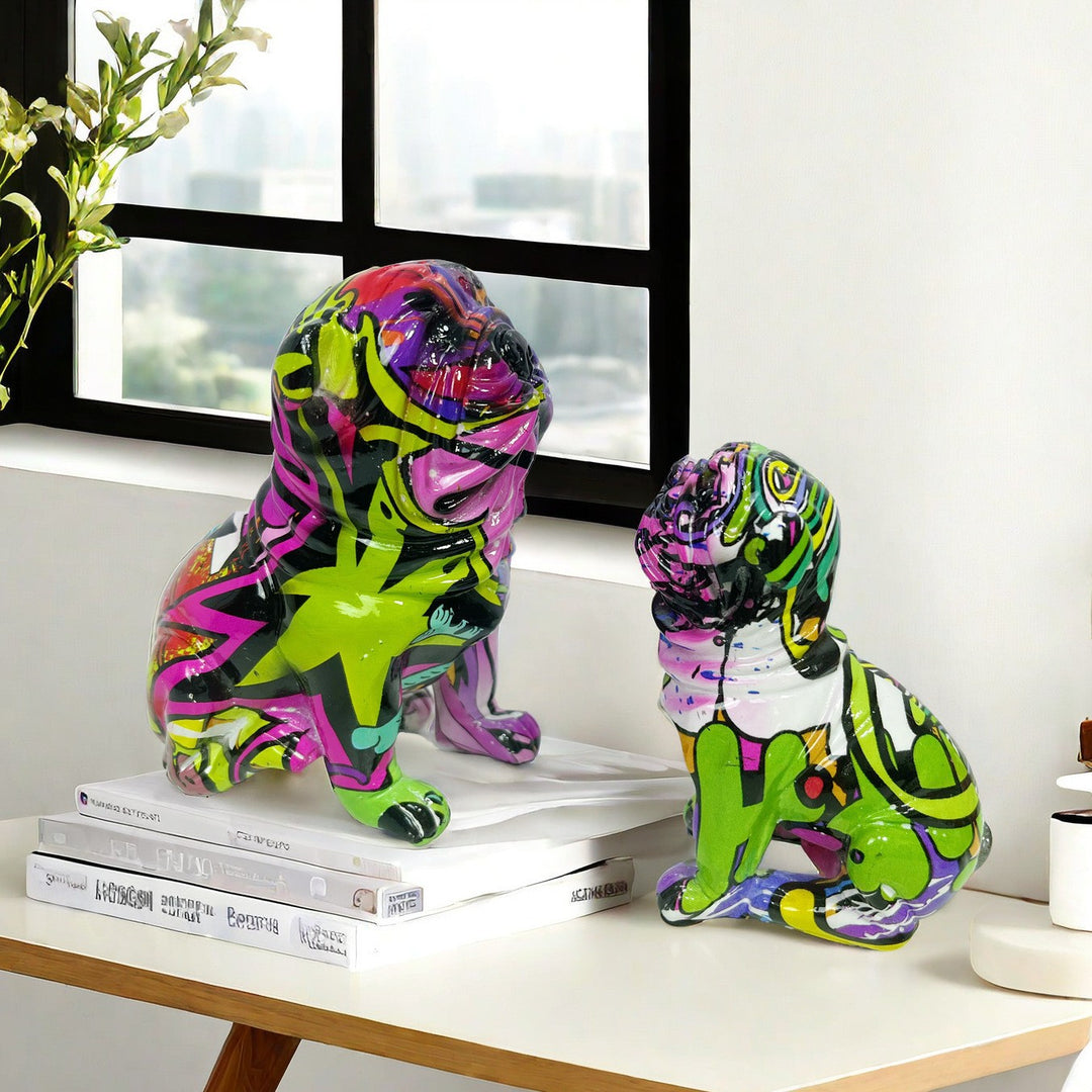 Kreative Bulldoggenfigur aus handbemaltem Kunstharz Karnz