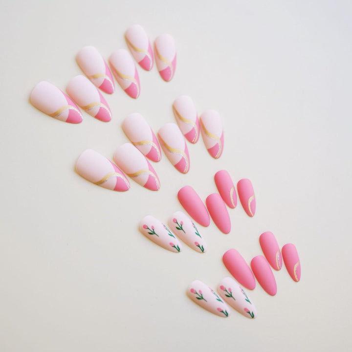 Künstlerisches Floral Press-On Nagelset 1790727149