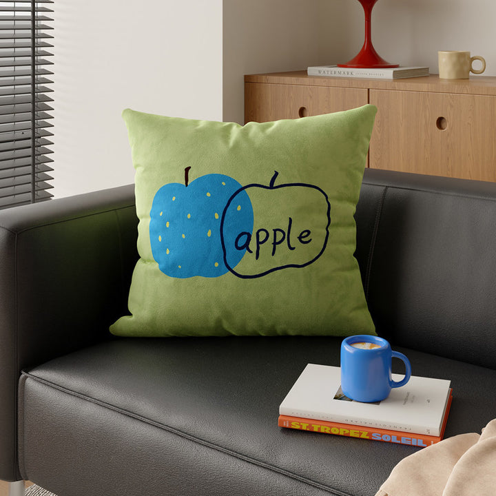 Square Decorative Throw Pillow Cover with Playful Tomato Illustration and Hidden Zipper