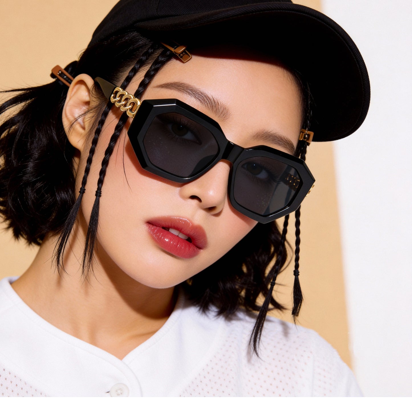Damen modische Sonnenbrille mit luxuriösem Kettenrahmen Karnz