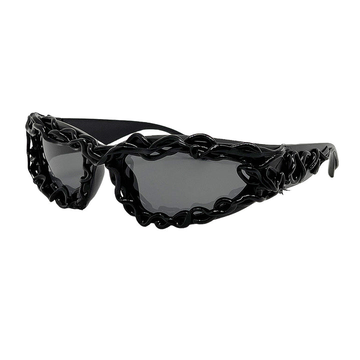 Damen extravagante Design-Sonnenbrille mit kreativem strukturierter Rahmen Karnz
