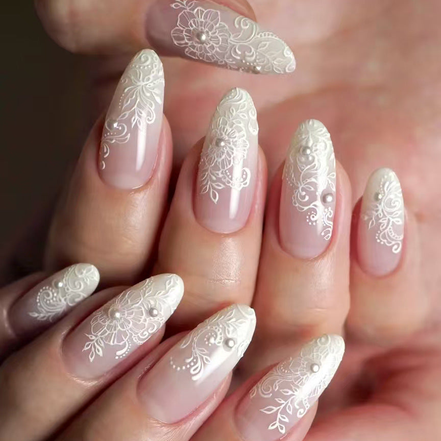 Elegantes Spitzen Design Acryl Nagelkunst Set