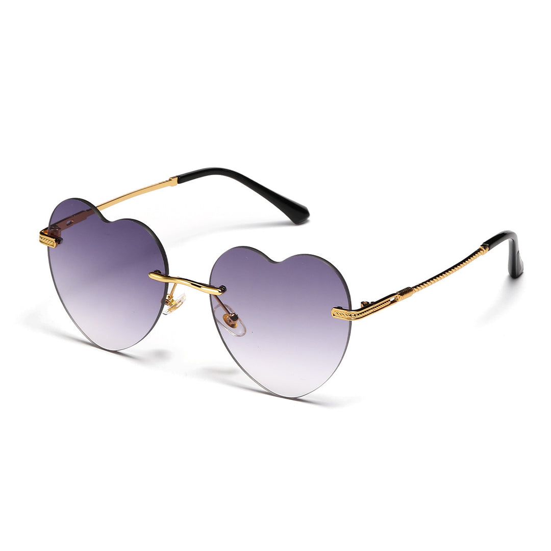 Damen trendige Herz-Sonnenbrille mit verspiegelten Gläsern Karnz