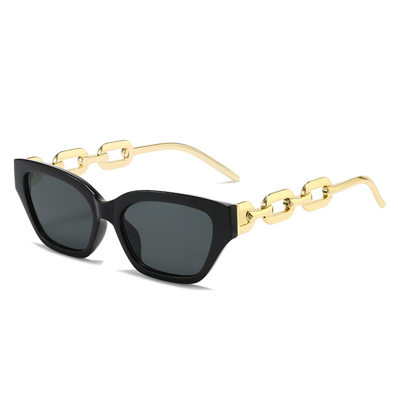 Damen modische Cat-Eye Sonnenbrille mit luxuriösem Kettenrahmen Karnz