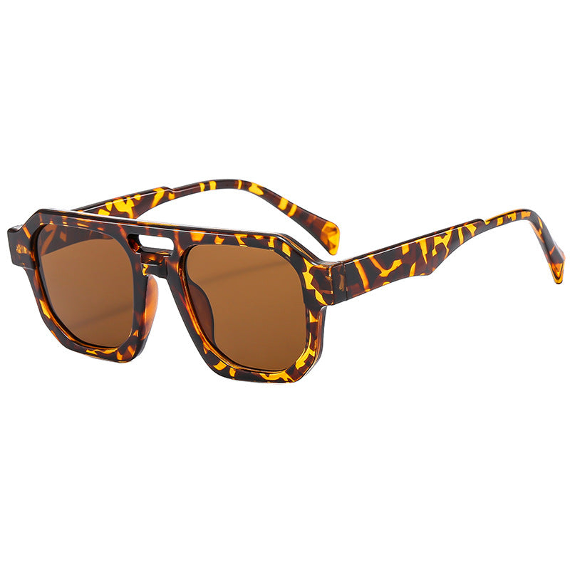 Damen exklusive polygonale Sonnenbrille mit luxuriösem Schildpatt-Muster Karnz
