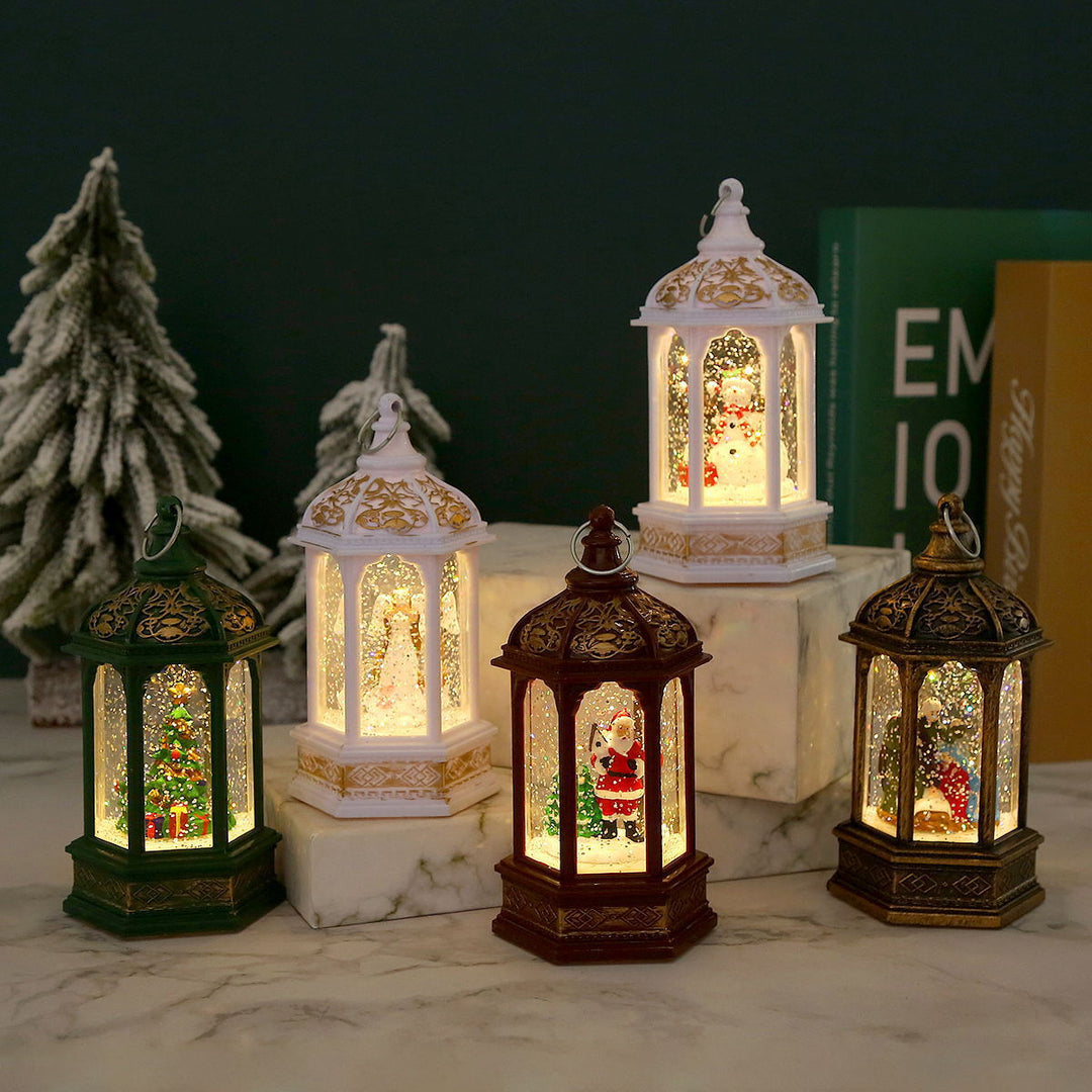 Nostalgische Weihnachtslaterne mit beweglichem Weihnachtsmann Karnz