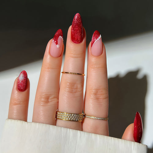 Glamouröse Glitzer-Stiletto Press-On Nägel Karnz