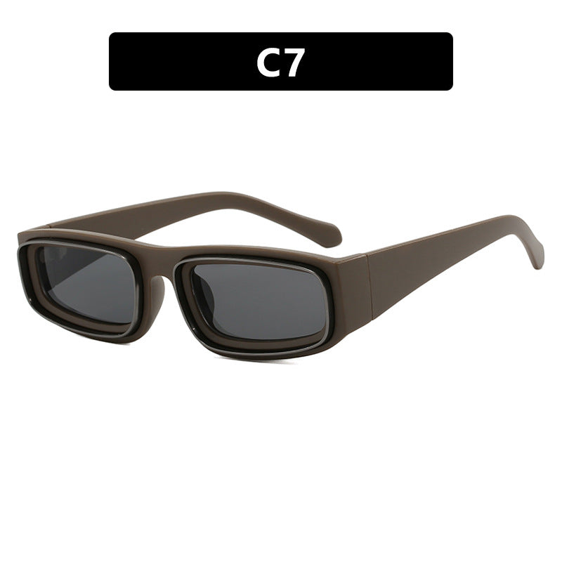 Damen trendige rechteckige Sonnenbrille mit elegantem Farbenspiel Karnz