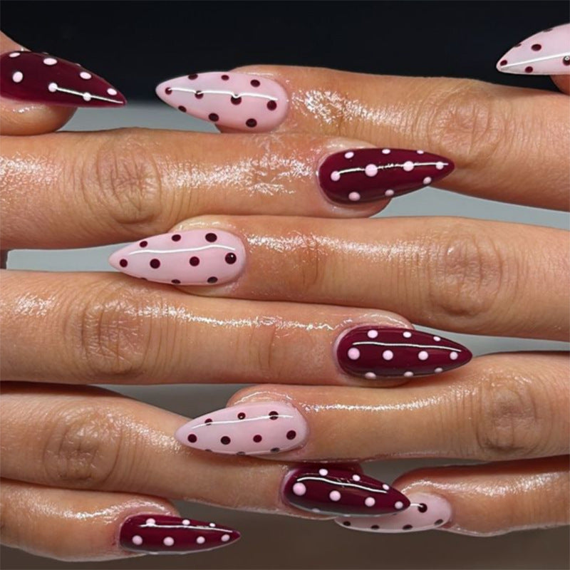 Künstlerische Polka Dot Stiletto Press-On Nägel Karnz