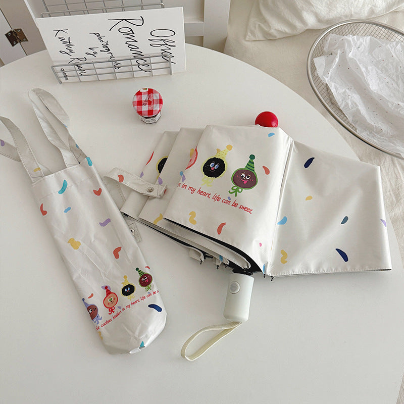 Damen Faltbarer Regenschirm mit verspielten Cartoon-Motiven Karnz
