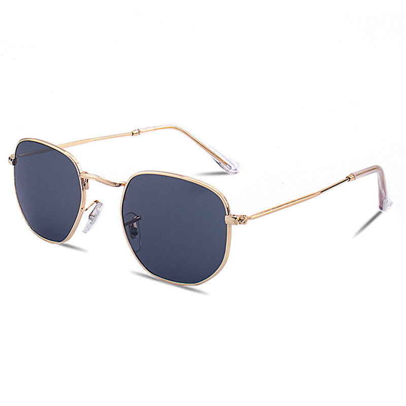 Damen modische geometrische Sonnenbrille mit robustem Metallrahmen Karnz