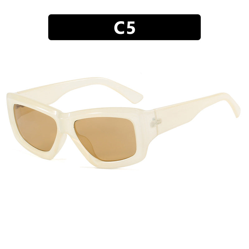 Damen trendige quadratische Sonnenbrille mit transparentem Rahmen und komfortablen Gläsern Karnz