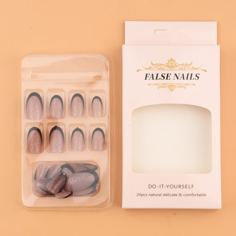 Glamouröse Glitzer Französische Spitzen Nagelverstärkungen Karnz