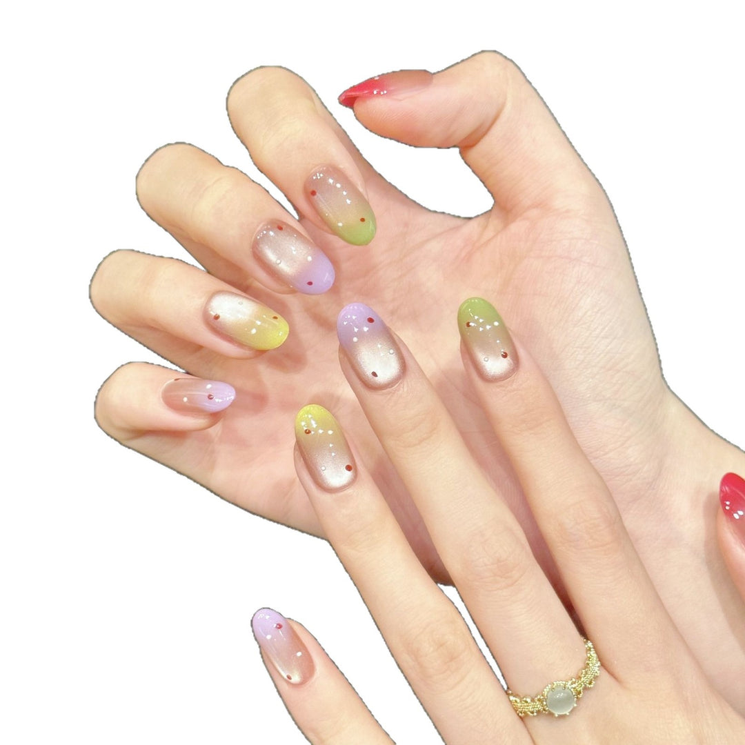 Ombre-Gradient-Press-On-Nagelset mit Glitzerakzenten
