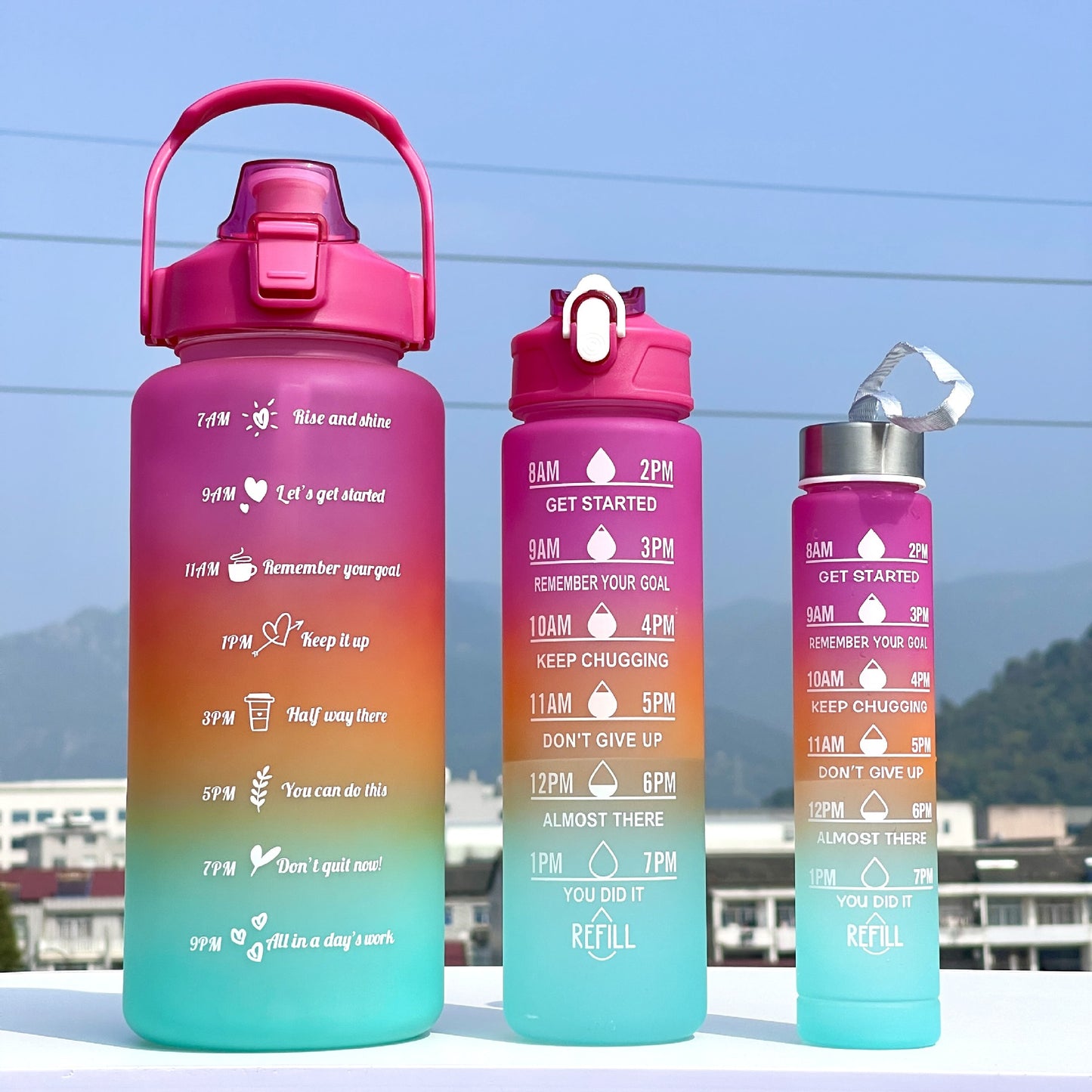 Unisex Motivierende Wasserflasche mit Zeiteinteilung Karnz
