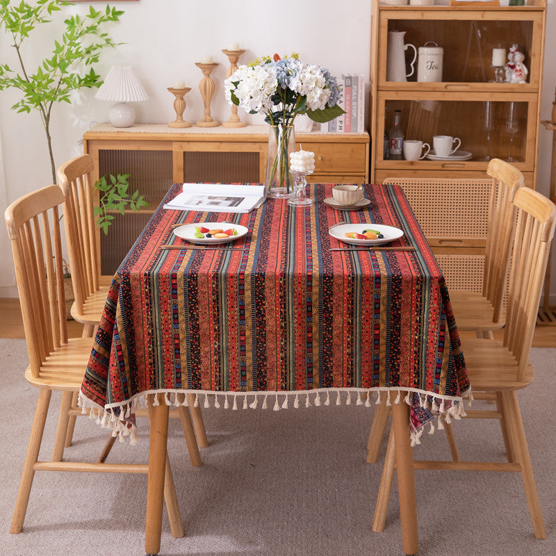 Lebhaftes Bohemian Fransen Tischdecke