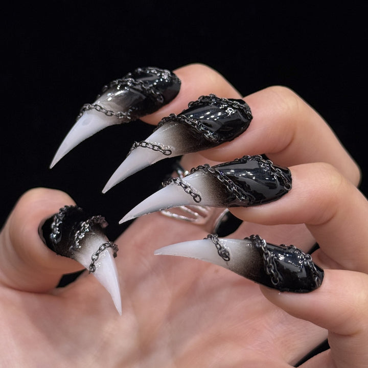 Stiletto Press-On Nagelverstärkungen mit Edelsteinakzenten