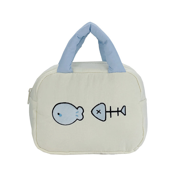 Süße gestickte fischthemen Lunch Tasche Karnz