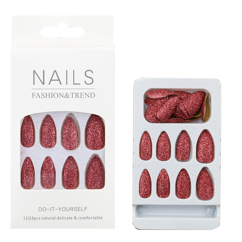 Glitzernde mandelförmige Press-On Nagelspitzen Karnz