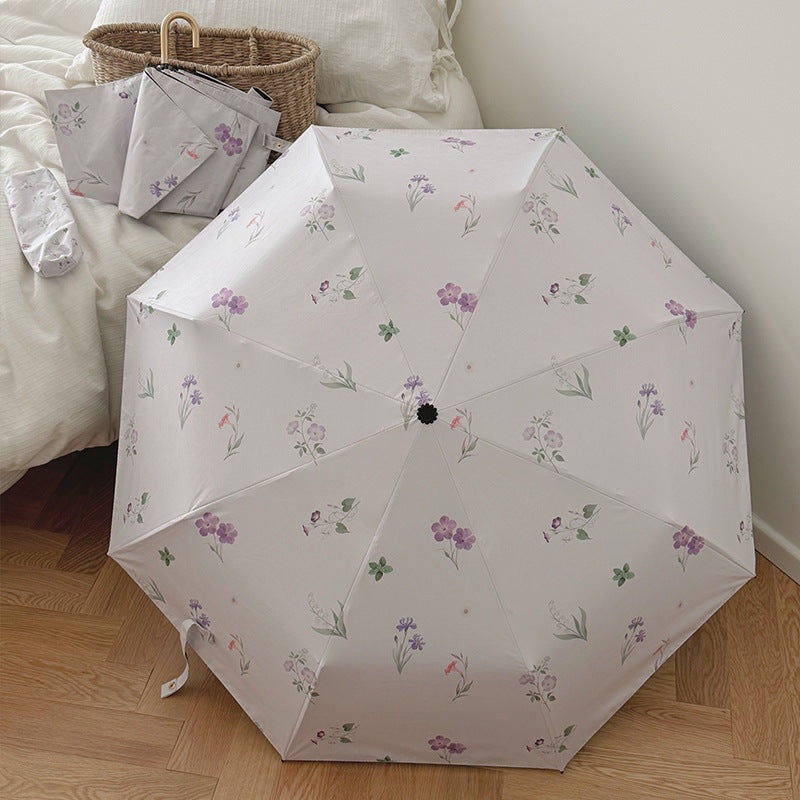 Damen Faltbarer Regenschirm mit elegantem Blumendesign Karnz