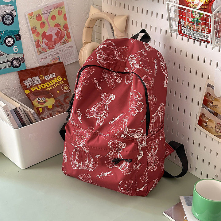 Niedlicher Teddy-Bär-Print-Rucksack