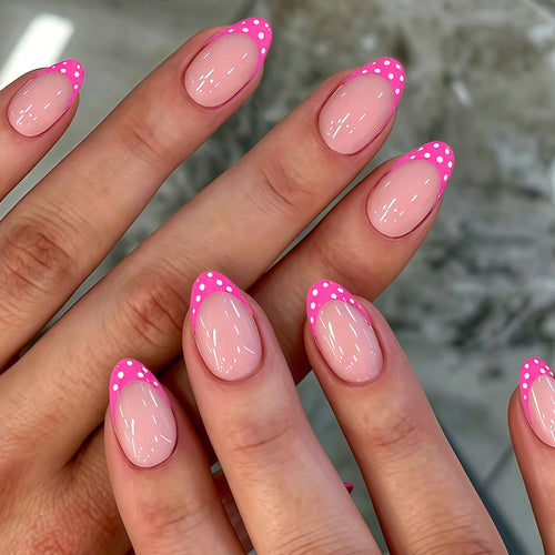 Künstlerisches Polka-Dot-Französisch-Spitzen-Nagelset Karnz