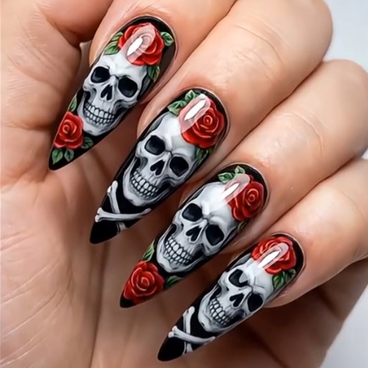 Gothic Skull und Rose Nail Art Set Karnz
