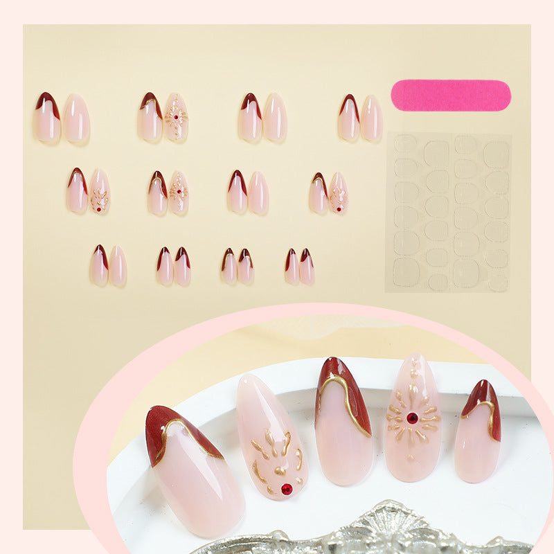 Premium Künstlerische Vollabdeckung Press-On Nagelset Karnz