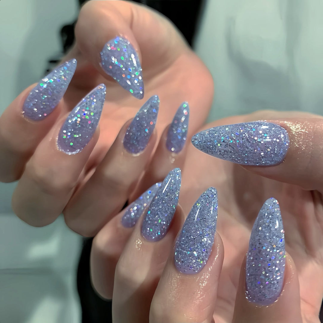 Glamouröse Glitzernde Stiletto Nagel Tipps Karnz