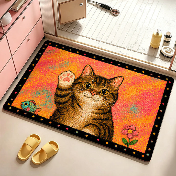 Künstlerische katzenmotivierte Badematte